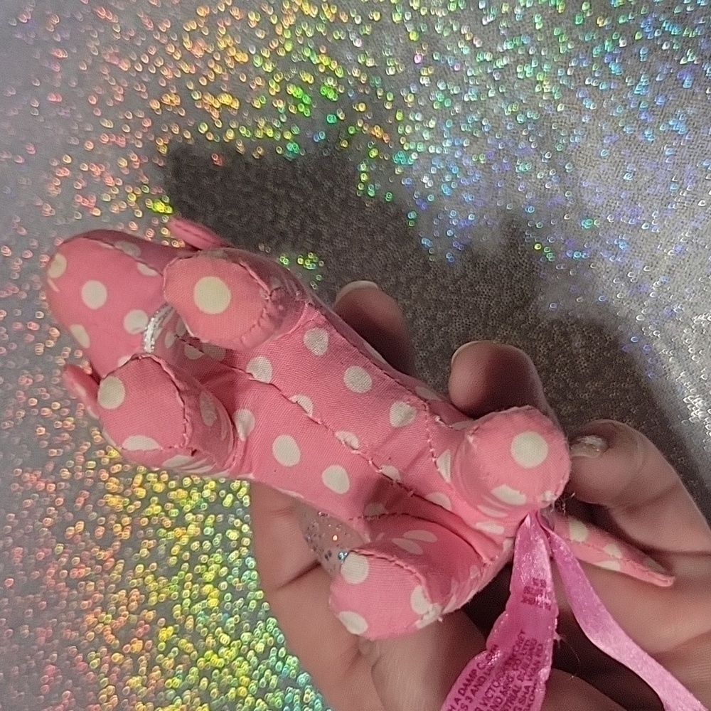 RARE HTF Pink Polka Dot Mini Dog Christmas Ornament Display Prop - Picture 5 of 8